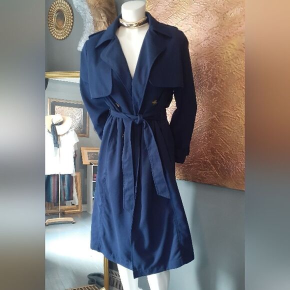 Stradivarius Navy Trench Coat - Picture 1 of 13